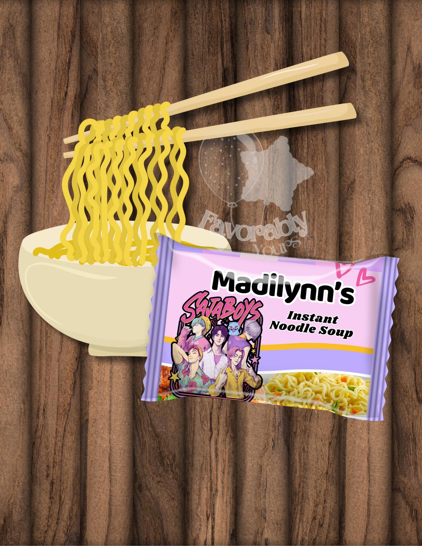 Editable Ramen Noodle Wrapper - Instant Party Download- kpop