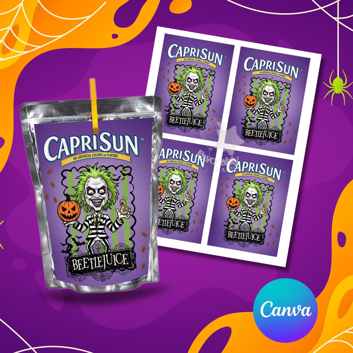 Editable Capri Sun Label - Instant Download for Any Theme-Halloween