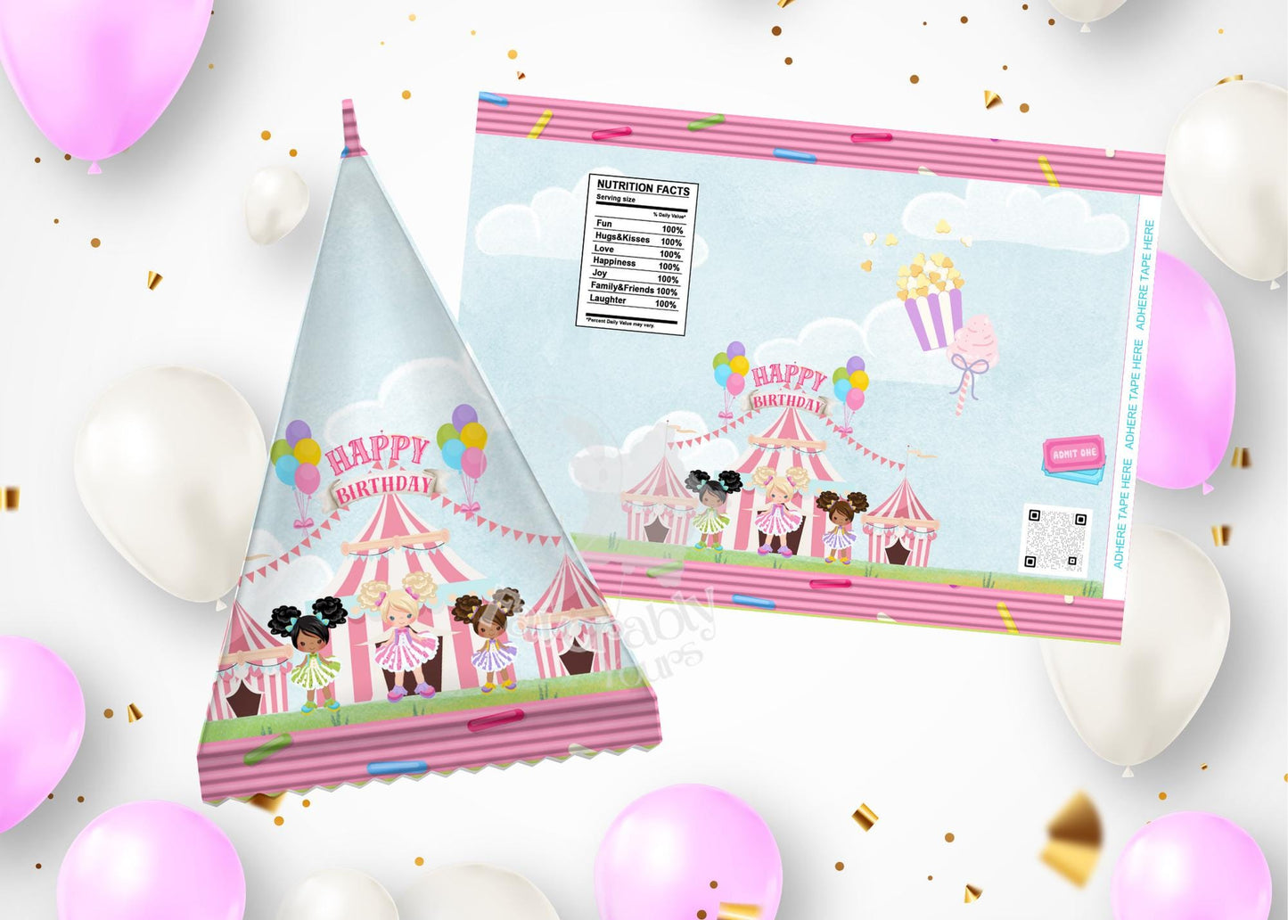 Editable pyramid Template - Custom Party Favor Digital Download-circus