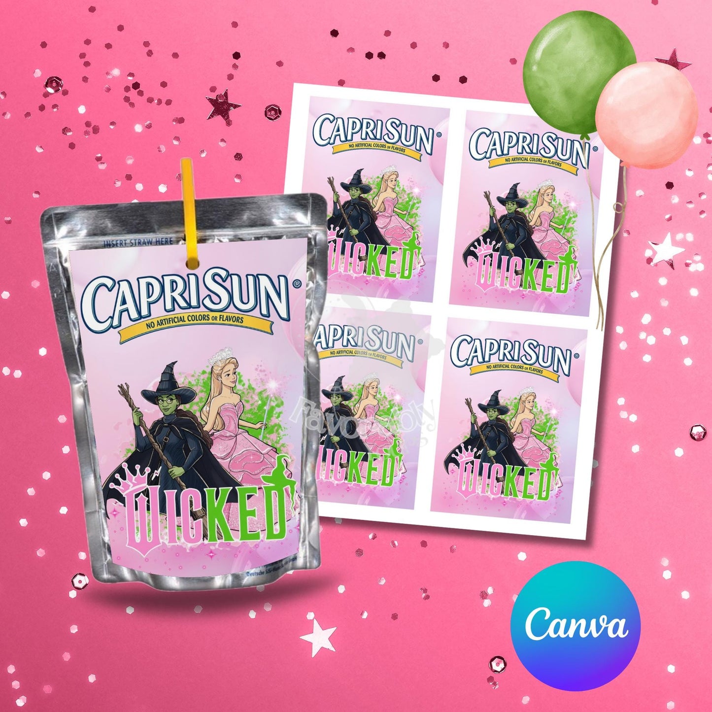 Editable Capri Sun Label - Instant Download Wicked