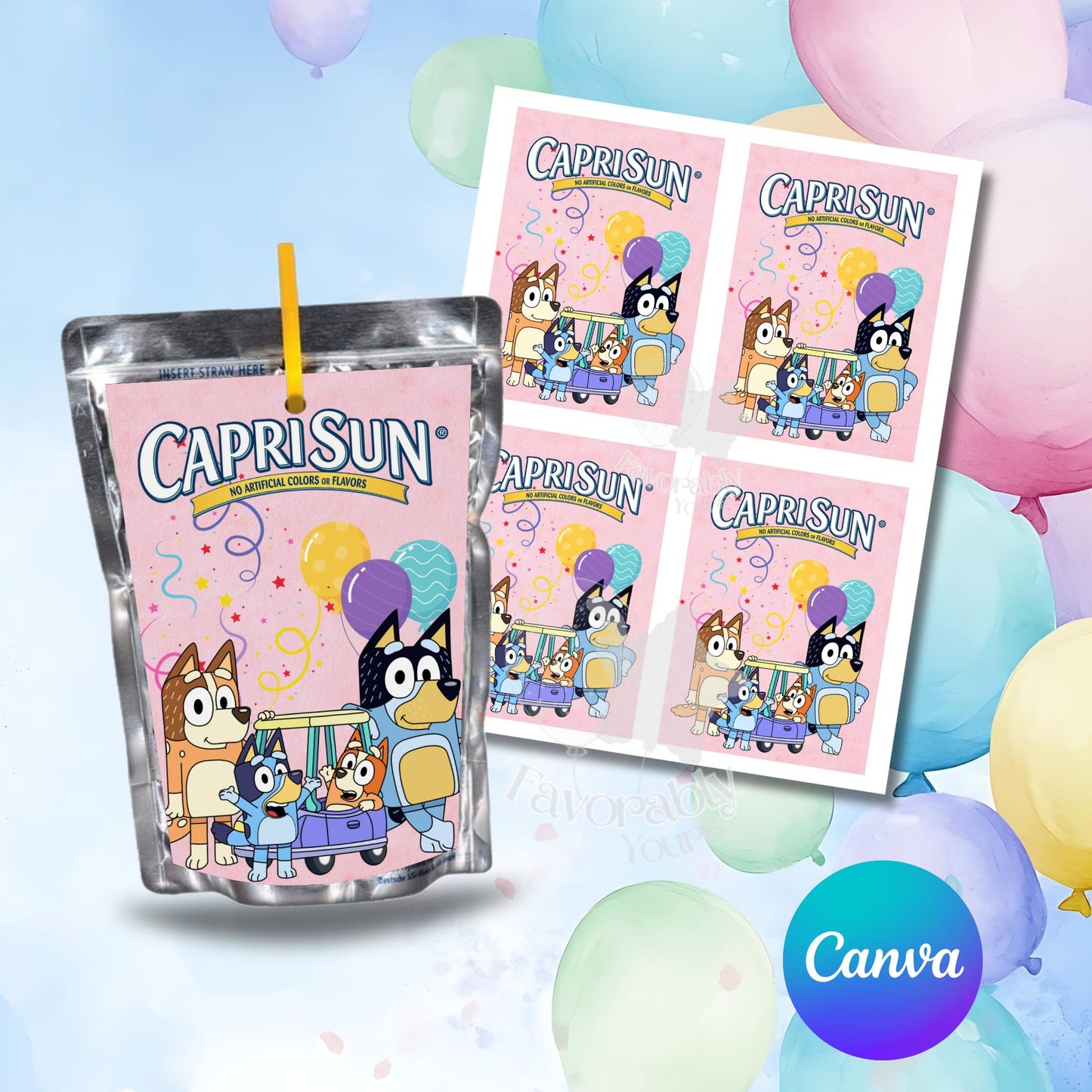 Bluey Capri Sun Label - Instant Download for Any Theme