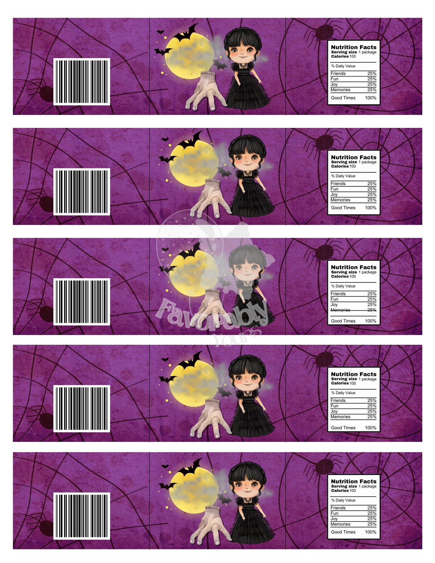 Water Bottle Label - Editable Party Favor Template-Wednesday