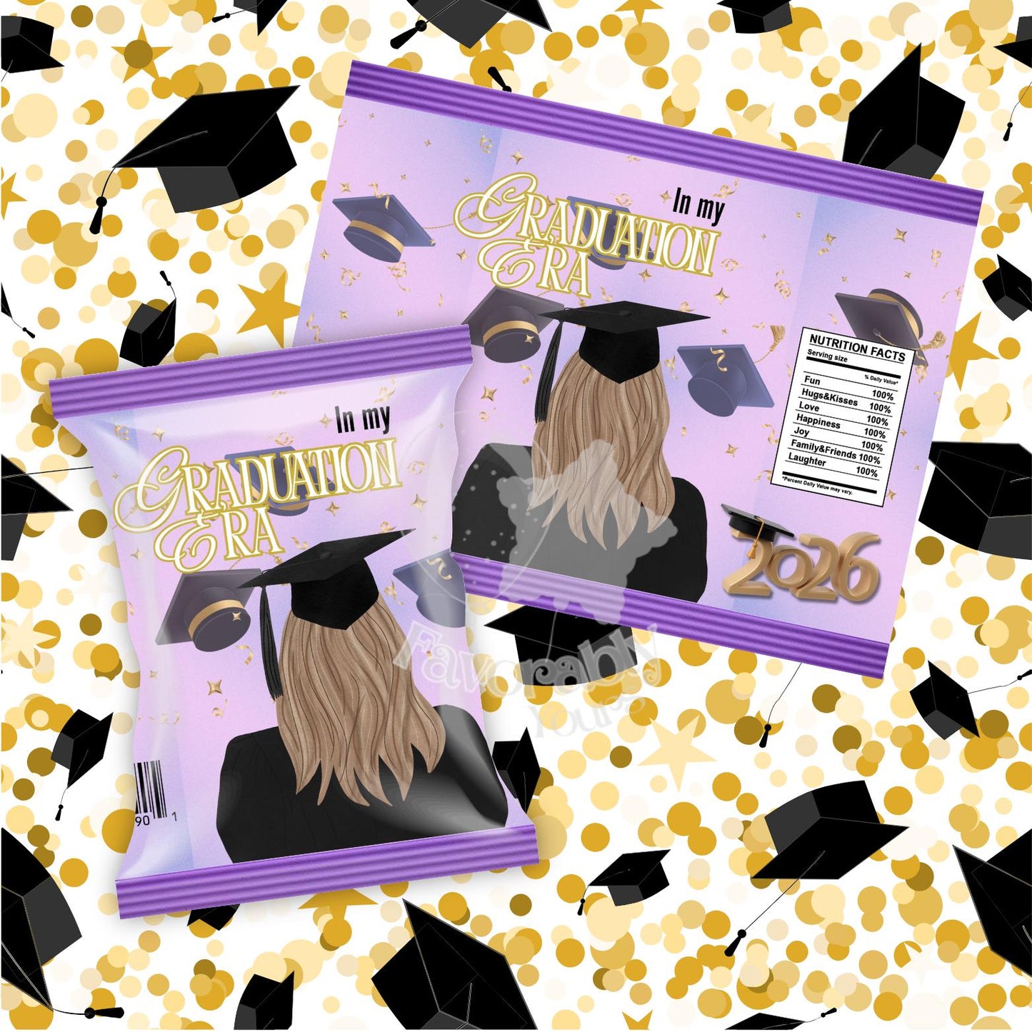 Editable Chip Bag Template - Custom Party Favor Digital Download-Graduation