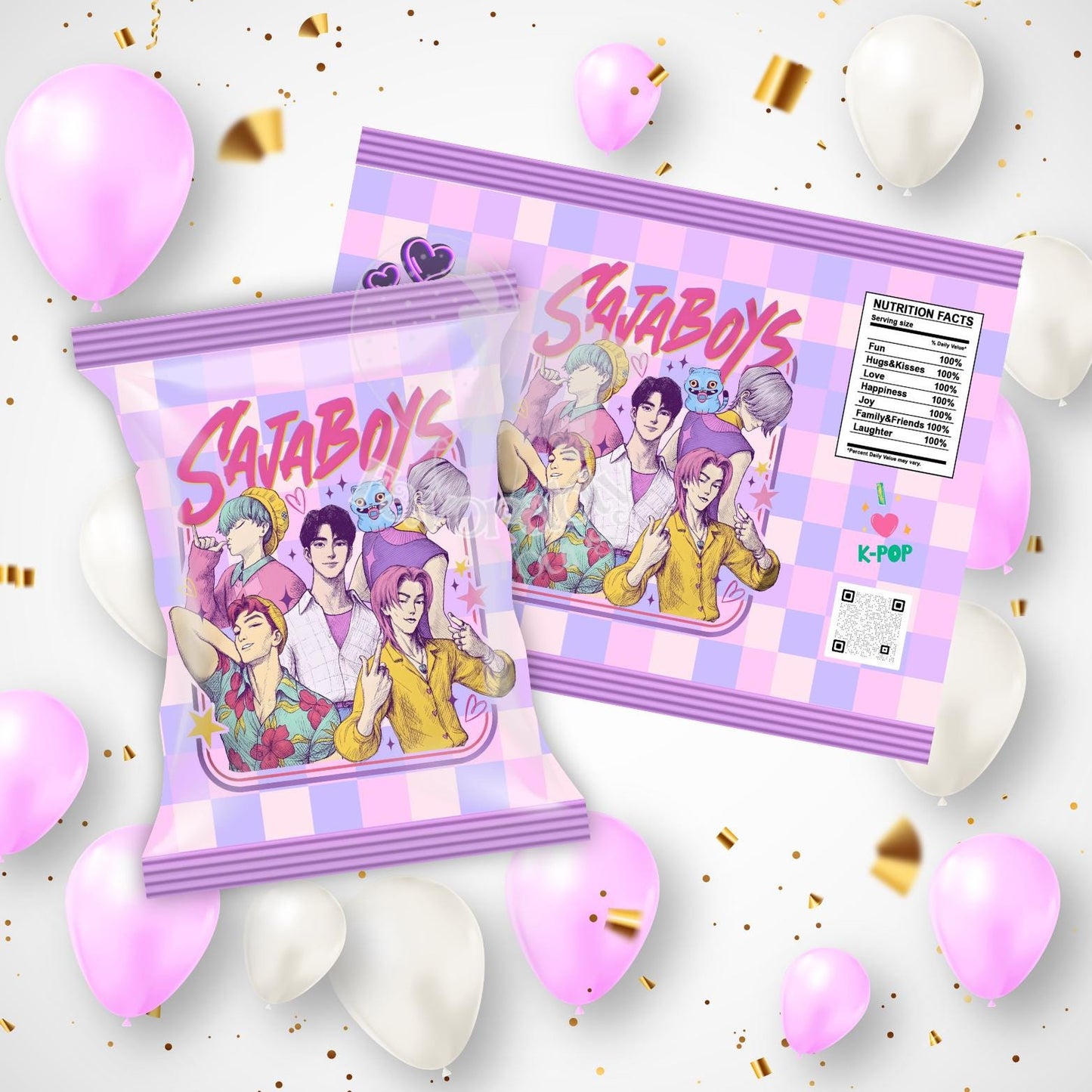 Editable Chip Bag Template - Custom Party Favor Digital Download-kpop