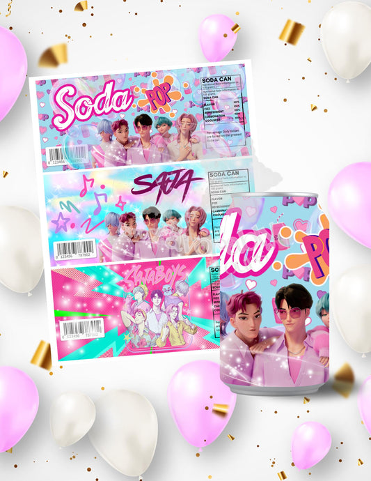 Editable soda can label - Instant Download for Any Theme-kpop