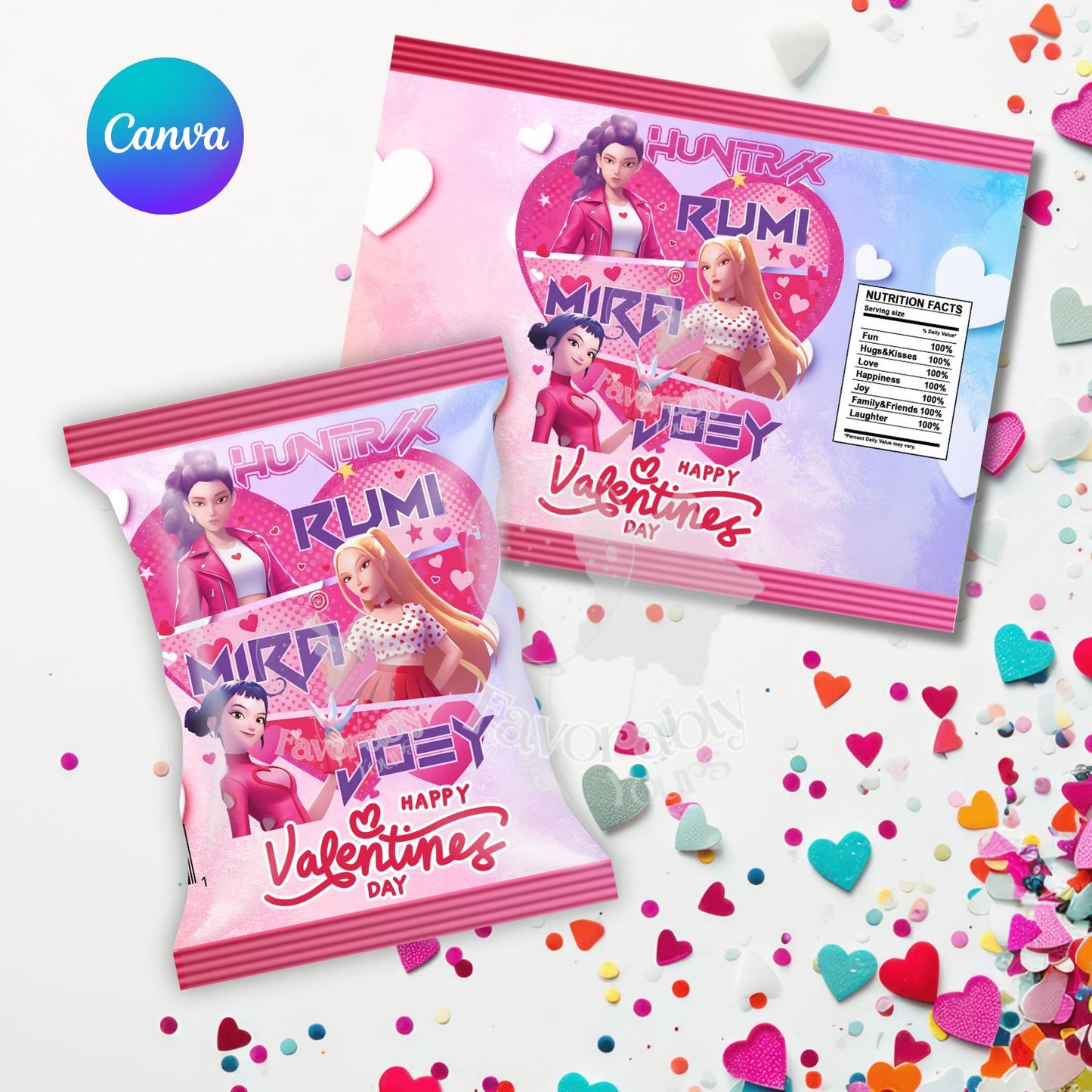 Editable Valentine Chip Bag Template - Custom Party Favor Digital Download//kpop