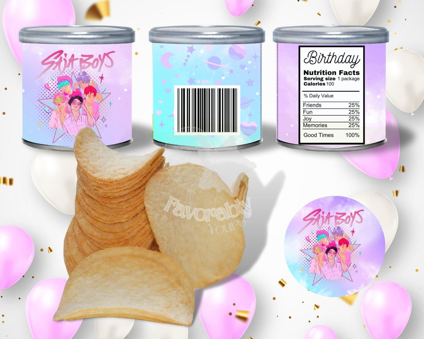 Editable Pringle can Template - Custom Party Favor Digital Download-kpop