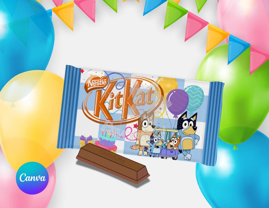 Bluey KitKat wrapper Template - Custom Party Favor Digital Download