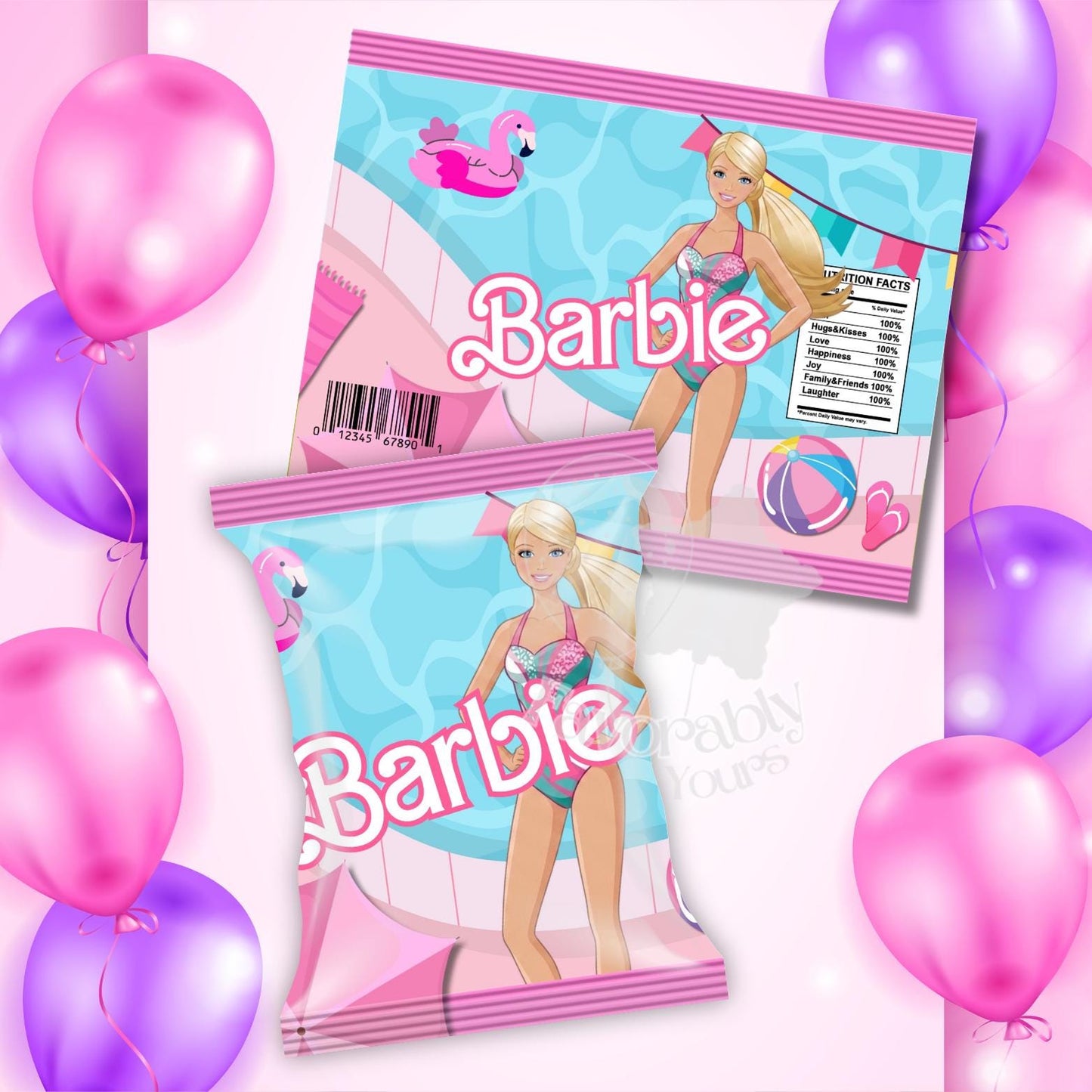 Barbie Chip Bag Template - Custom Party Favor Digital Download