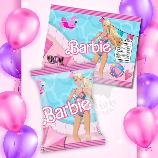 Barbie Chip Bag Template - Custom Party Favor Digital Download
