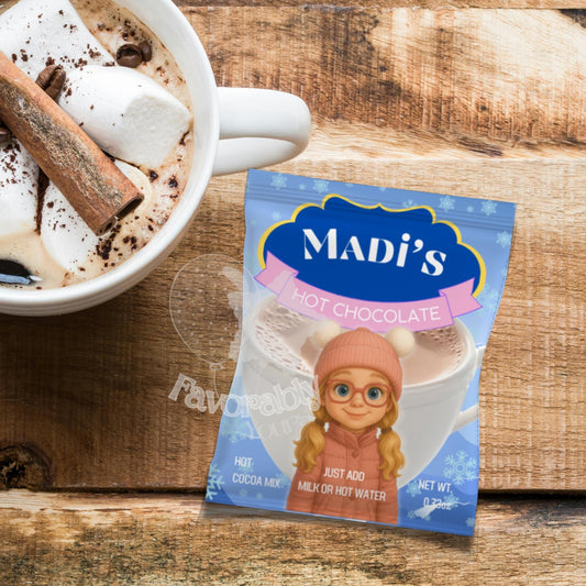 DIY Hot cocoa Wrapper - Editable Holiday Favor Design