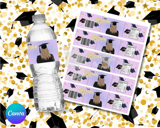 Water Bottle Label - Editable Party Favor Template-graduation