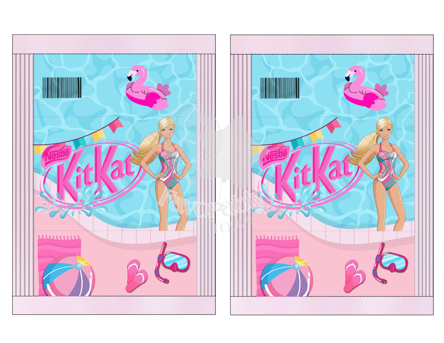 Editable KitKat wrapper- Instant Download for Any Theme-pool party Barbie