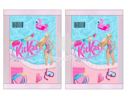 Editable KitKat wrapper- Instant Download for Any Theme-pool party Barbie