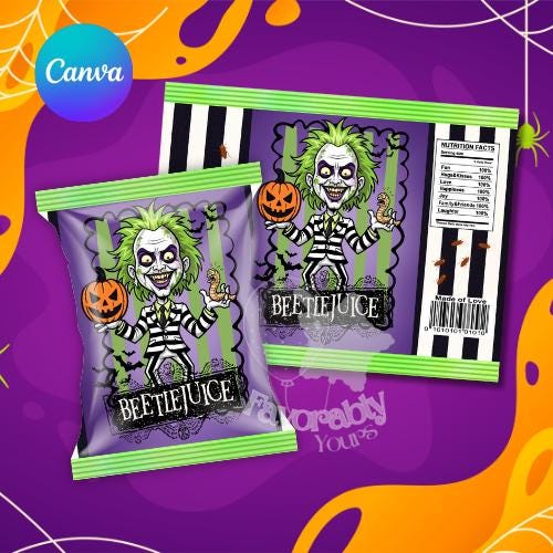 Editable Chip Bag Template - Beetlejuice Digital Download