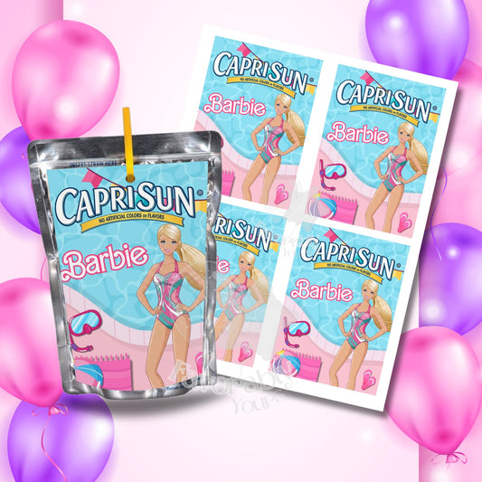 pool party Barbie Capri Sun Label - Instant Download