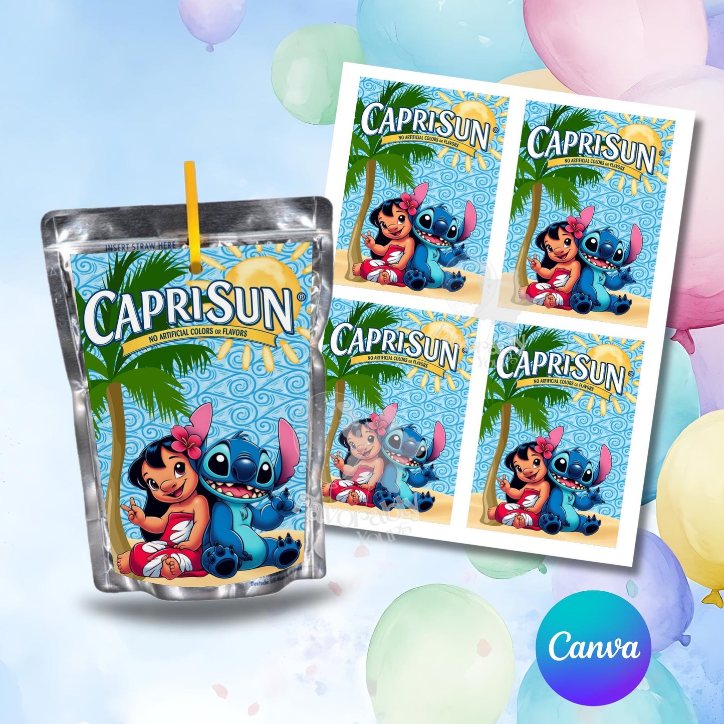 Lilo & Sitch Capri Sun Label - Instant Download for Any Theme