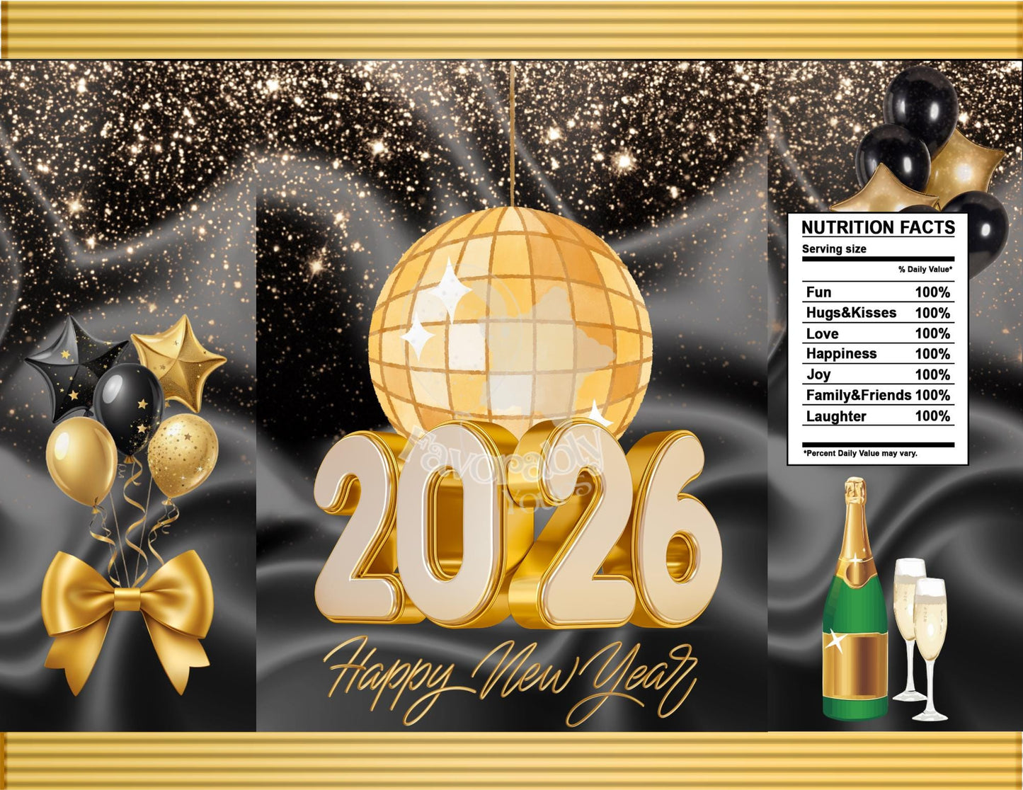 Editable Chip Bag Template - Custom Party Favor Digital Download-New Years