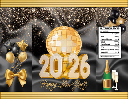 Editable Chip Bag Template - Custom Party Favor Digital Download-New Years