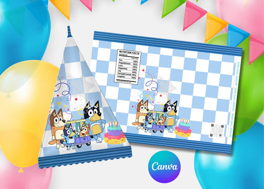 Bluey pyramid Template - Custom Party Favor Digital Download-blue dog