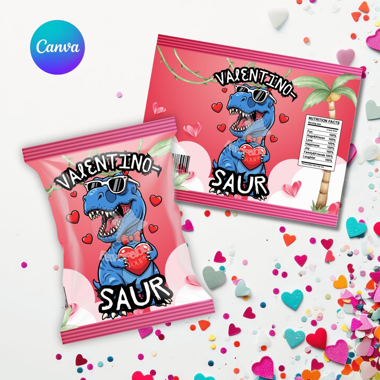 Editable Valentine Chip Bag Template - Custom Party Favor Digital Download