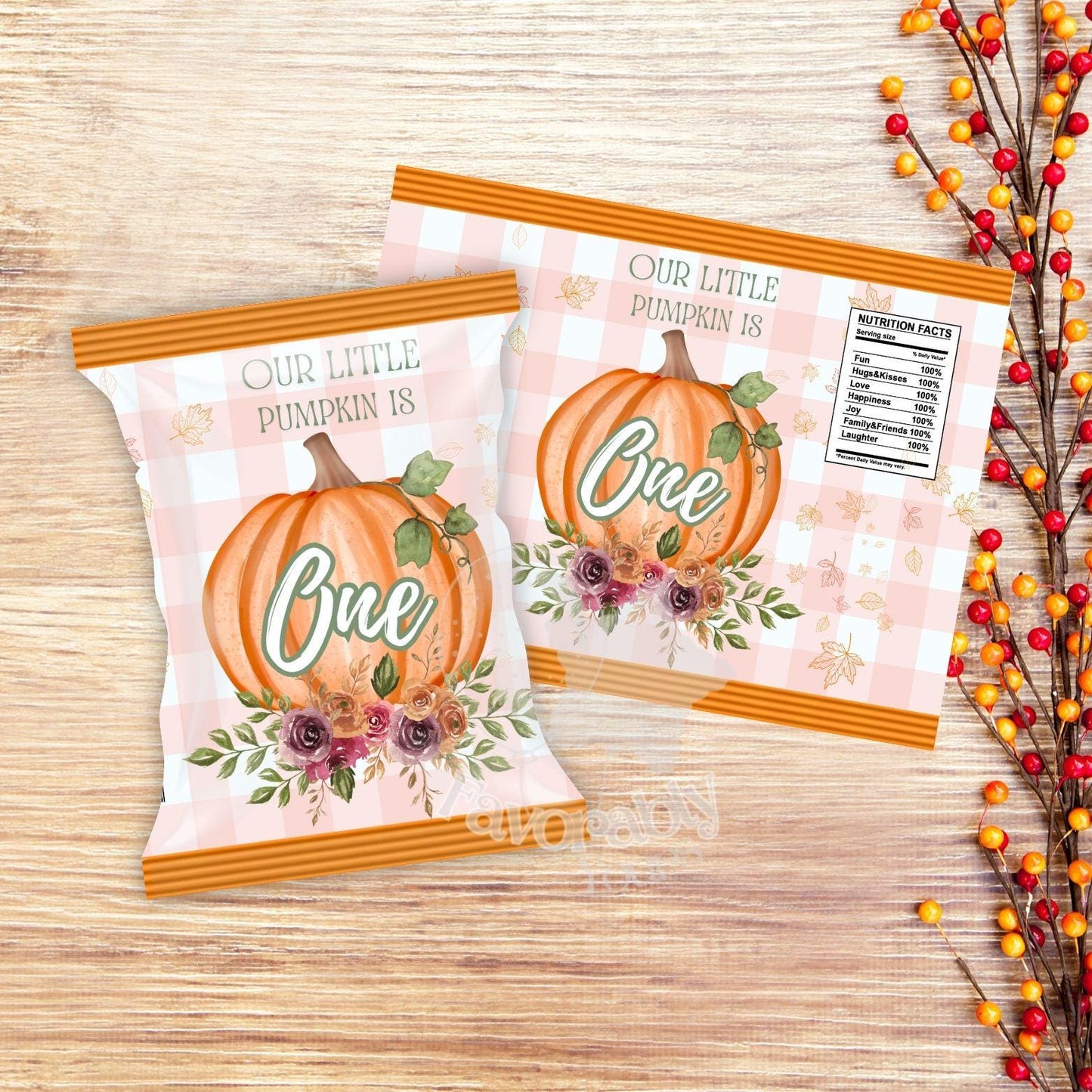 Editable Chip Bag Template - Custom Party Favor Digital Download-October fall
