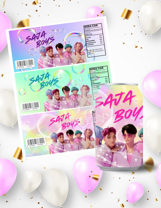 Editable soda can label Template - Custom Party Favor Digital Download-kpop
