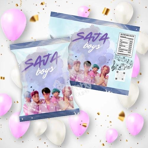 Editable Chip Bag Template - Custom Party Favor Digital Download- kpop demon hunters