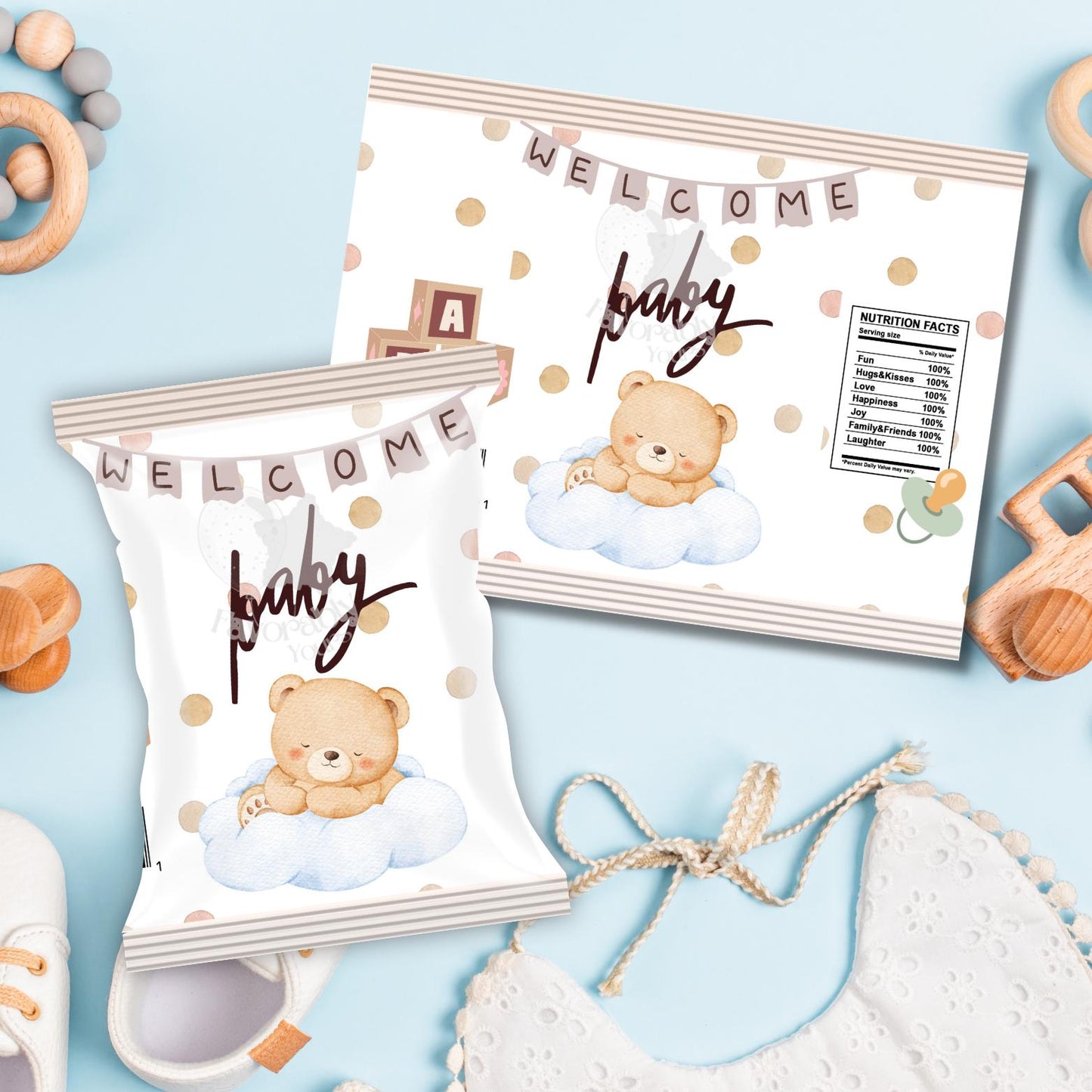 Editable Chip Bag Template - Custom Party Favor Digital Download-baby shower