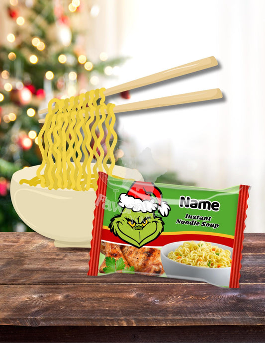 Editable Noodle Wrapper - Instant Party Download- Grinch