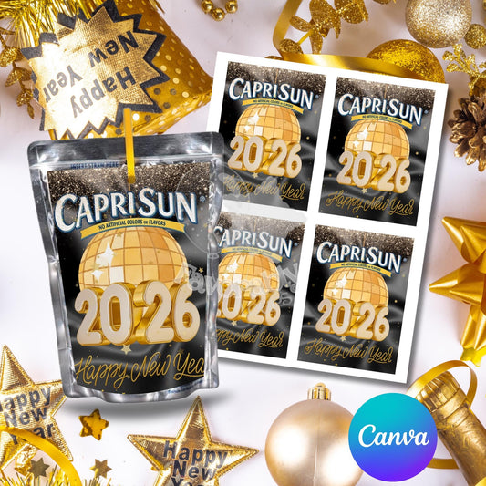Editable Capri Sun Label - Instant Download for Any Theme- New Years