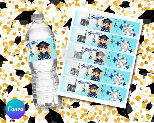 Water Bottle Label - Editable Party Favor Template-graduation