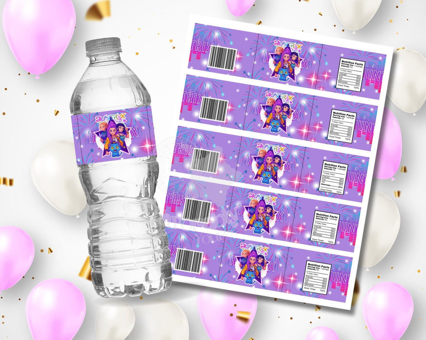 Water Bottle Label - Editable Party Favor Template-kpop