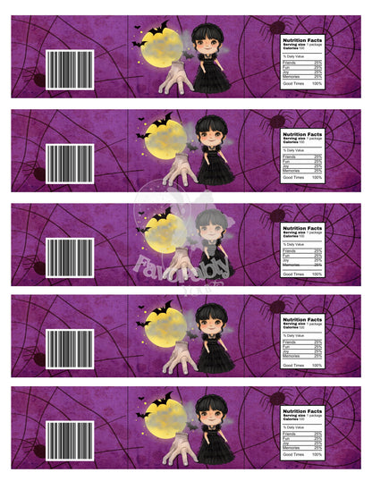 Water Bottle Label - Editable Party Favor Template-Wednesday