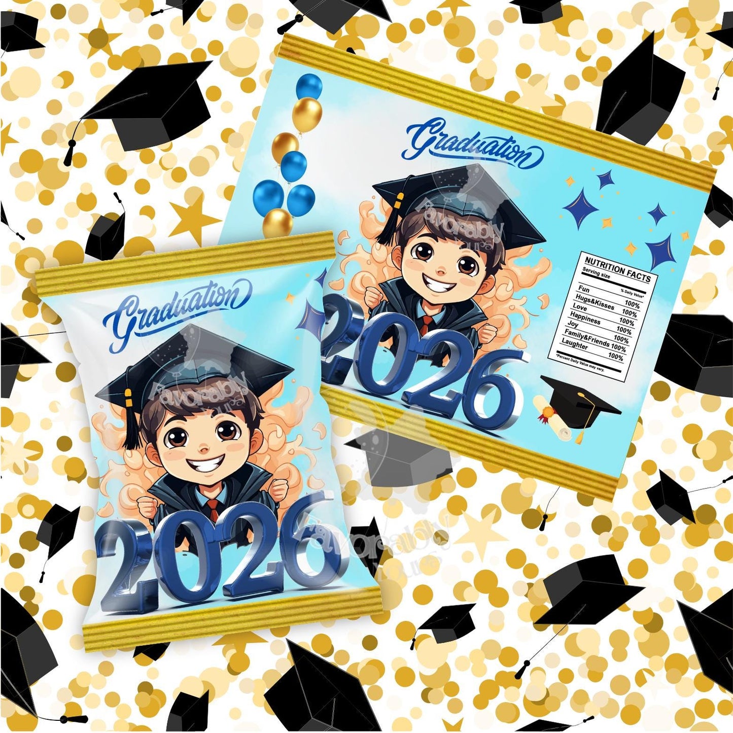 Editable Chip Bag Template - Custom Party Favor Digital Download-Graduation