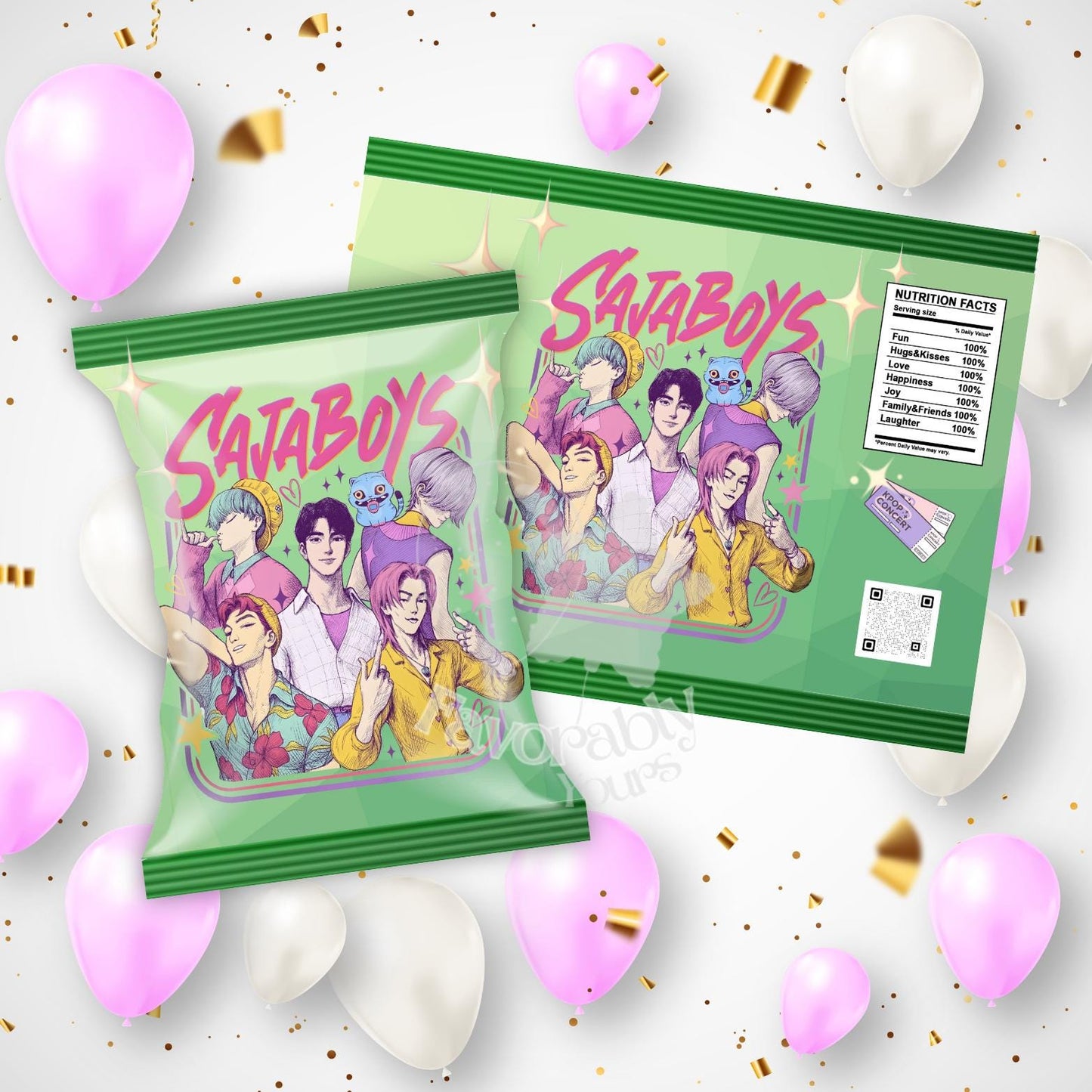 Saja Boys Chip Bag Template - Custom Party Favor Digital Download-kpop