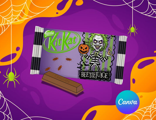 Editable KitKat wrapper - Instant Download for Any Theme- Halloween beetle juice