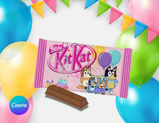 Bluey KitKat wrapper Template - Custom Party Favor Digital Download